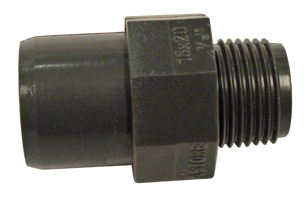 MS Adaptor 3/8" x 16 - 20mm uPVC Grey
